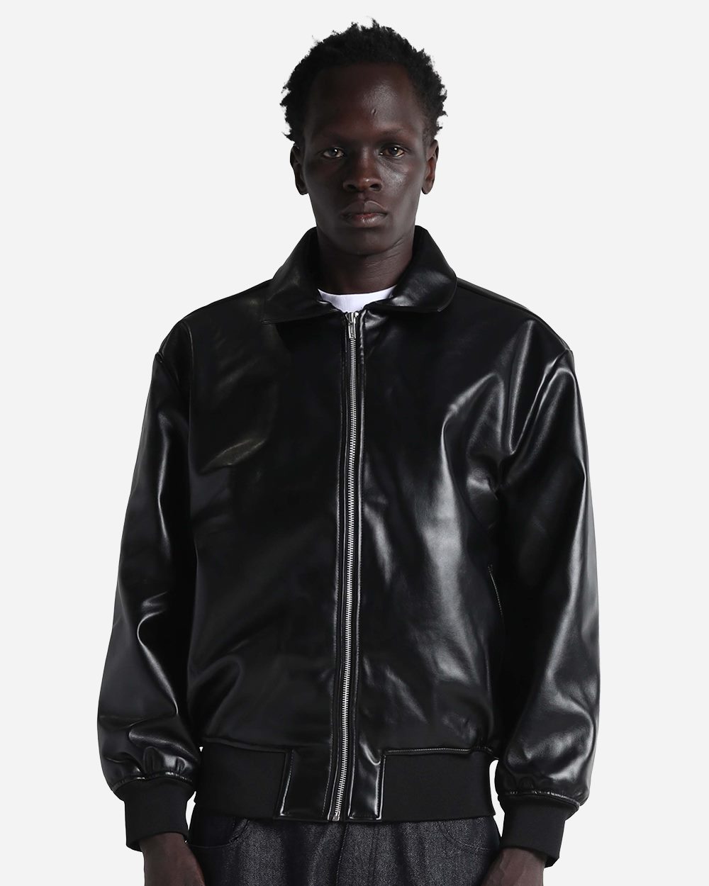 Shaka Wear Unisex PU Leather Collared Varsity Jacket SHPVB