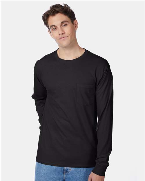Hanes Men's Authentic Long Sleeve Pocket T-Shirt 5596