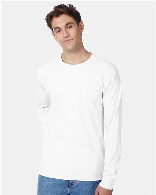 Hanes Men's Authentic Long Sleeve Pocket T-Shirt 5596