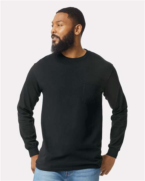 Gildan Unisex Ultra Cotton® Long Sleeve Pocket T-Shirt 2410