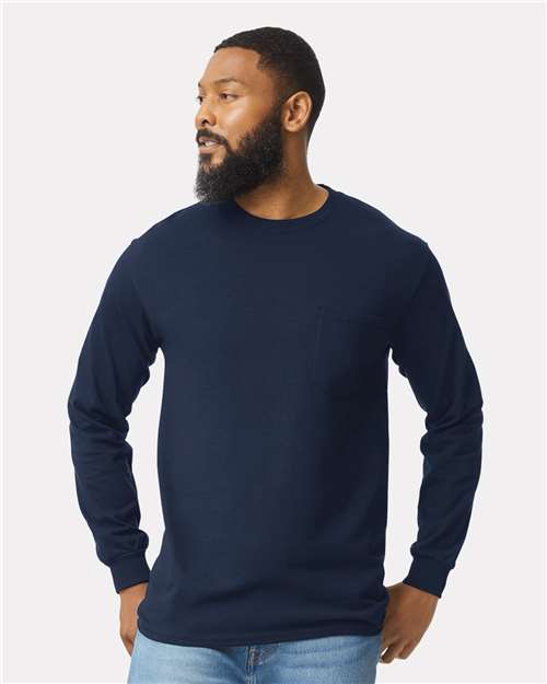 Gildan Unisex Ultra Cotton® Long Sleeve Pocket T-Shirt 2410