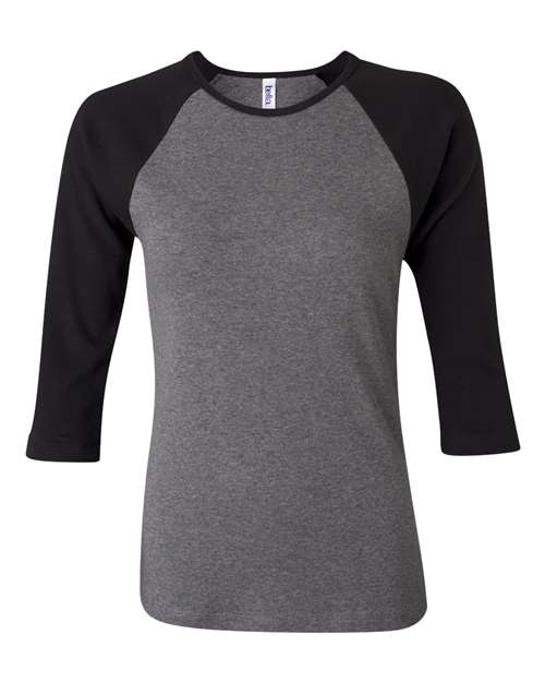 BELLA + CANVAS Women’s 1X1 Baby Rib Raglan Three-Quarter Sleeve Tee 2000