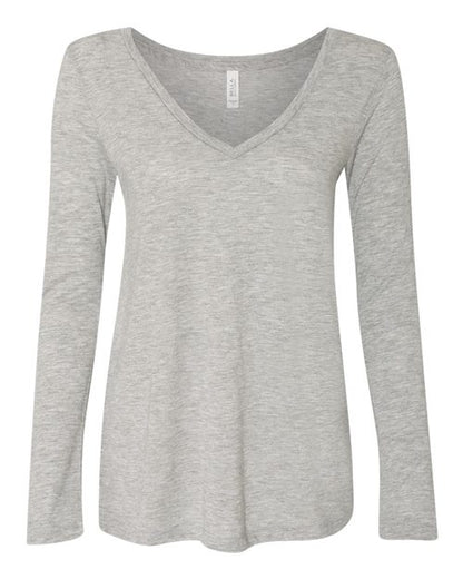 BELLA + CANVAS Women's Flowy Long Sleeve V-Neck Tee 8855