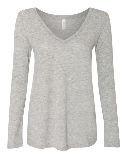 BELLA + CANVAS Women's Flowy Long Sleeve V-Neck Tee 8855