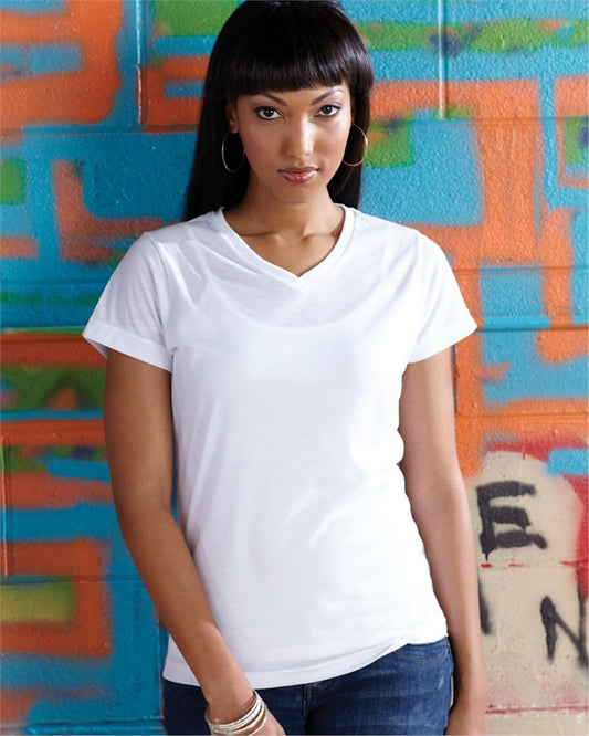 SubliVie Women's Polyester Sublimation V-Neck Tee 1507