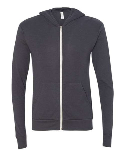 Unisex Triblend Lightweight Full-Zip Hooded Long Sleeve Tee