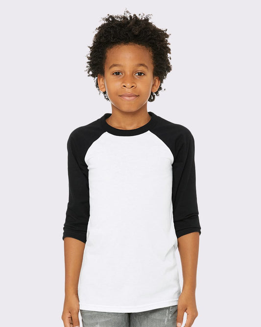 BELLA + CANVAS Youth Three-Quarter Sleeve Baseball Tee 3200Y