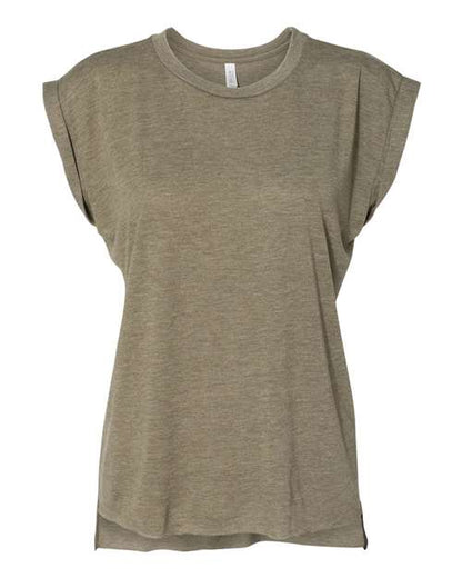 BELLA + CANVAS Women’s Flowy Rolled Cuffs Muscle Tee 8804