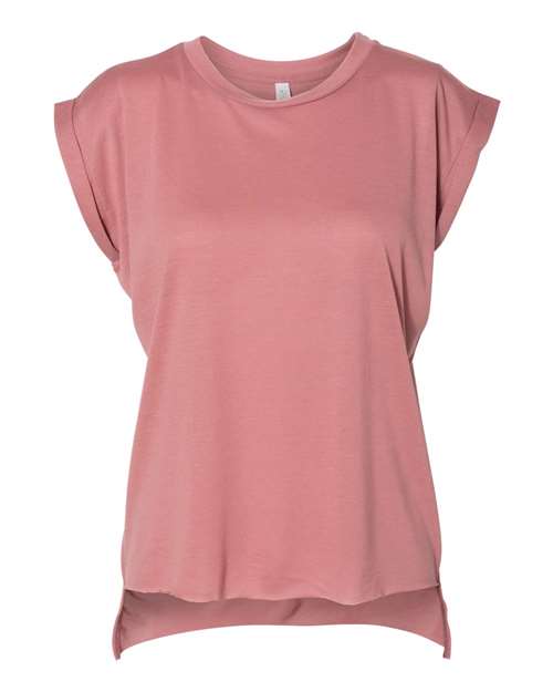 BELLA + CANVAS Women’s Flowy Rolled Cuffs Muscle Tee 8804