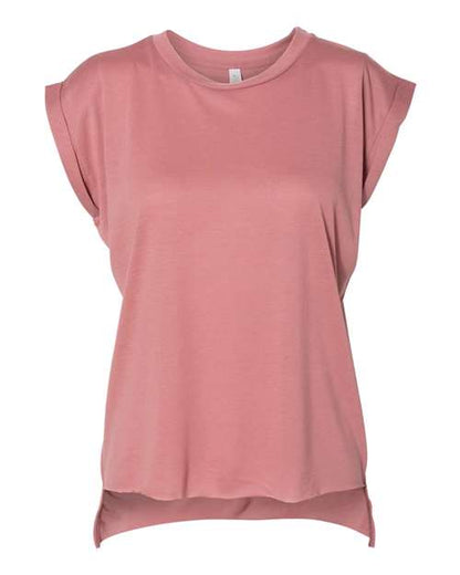 BELLA + CANVAS Women’s Flowy Rolled Cuffs Muscle Tee 8804