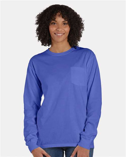 ComfortWash by Hanes Unisex Garment-Dyed Long Sleeve T-Shirt With a Pocket GDH250