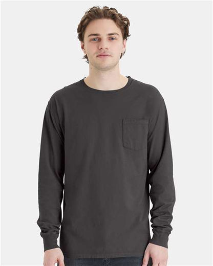 ComfortWash by Hanes Unisex Garment-Dyed Long Sleeve T-Shirt With a Pocket GDH250
