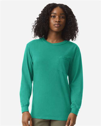 Comfort Colors Unisex Garment-Dyed Heavyweight Long Sleeve Pocket T-Shirt 4410