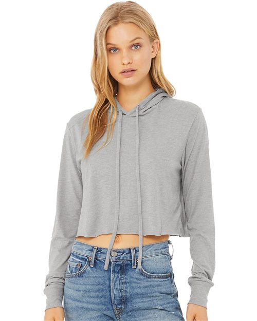 BELLA + CANVAS Women’s Triblend Crop Long Sleeve Hoodie Tee 8512