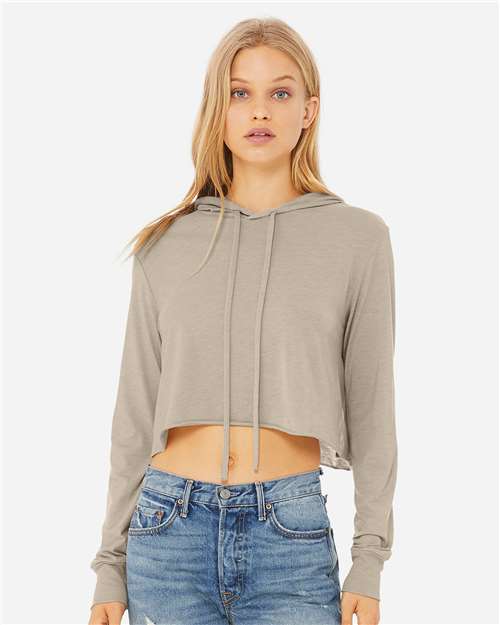 BELLA + CANVAS Women’s Triblend Crop Long Sleeve Hoodie Tee 8512