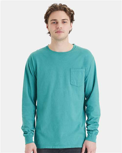 ComfortWash by Hanes Unisex Garment-Dyed Long Sleeve T-Shirt With a Pocket GDH250