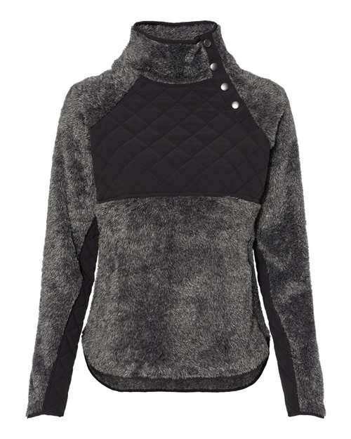 Women's Quilted Fuzzy Fleece Snap PlacketPullover