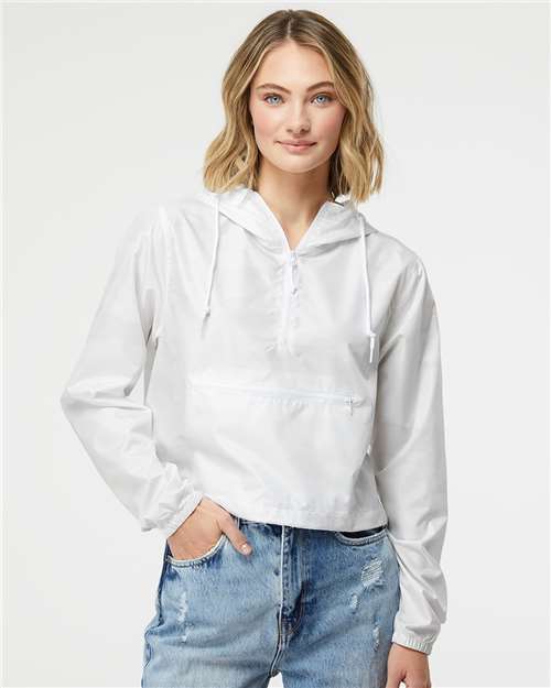 Independent Trading Co. Women's Lightweight Quarter-Zip Pullover Crop Windbreaker EXP64CRP