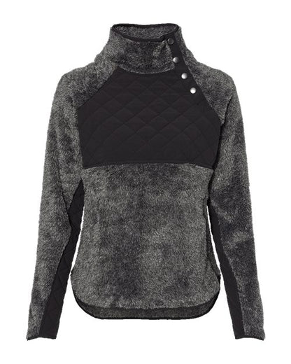 Women's Quilted Fuzzy Fleece Snap PlacketPullover