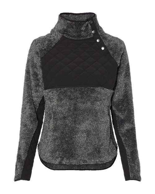 Women's Quilted Fuzzy Fleece Snap PlacketPullover