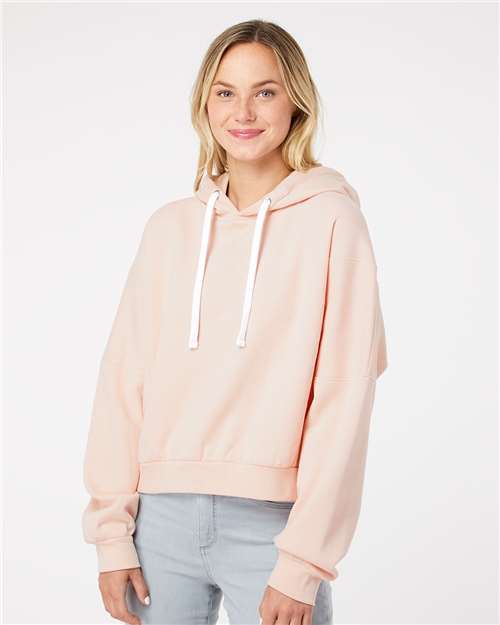 Women's Sueded Fleece Crop Hooded Sweatshirt