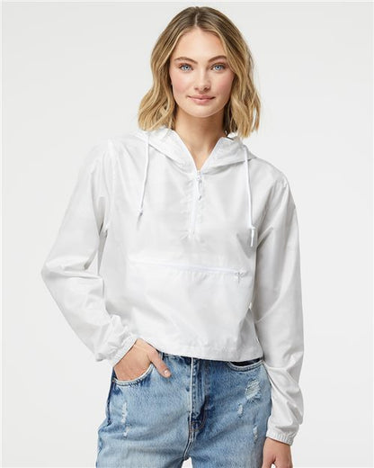 Independent Trading Co. Women's Lightweight Quarter-Zip Pullover Crop Windbreaker EXP64CRP