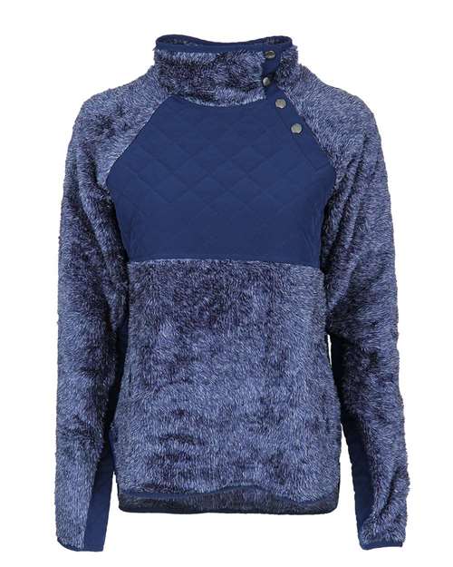 Women's Quilted Fuzzy Fleece Snap PlacketPullover