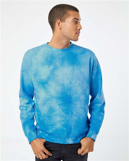 Independent Trading Co. Unisex Midweight Tie-Dyed Crewneck Sweatshirt PRM3500TD