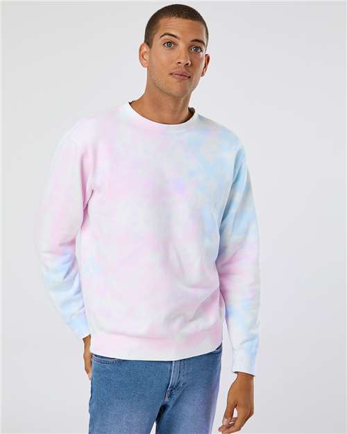 Independent Trading Co. Unisex Midweight Tie-Dyed Crewneck Sweatshirt PRM3500TD