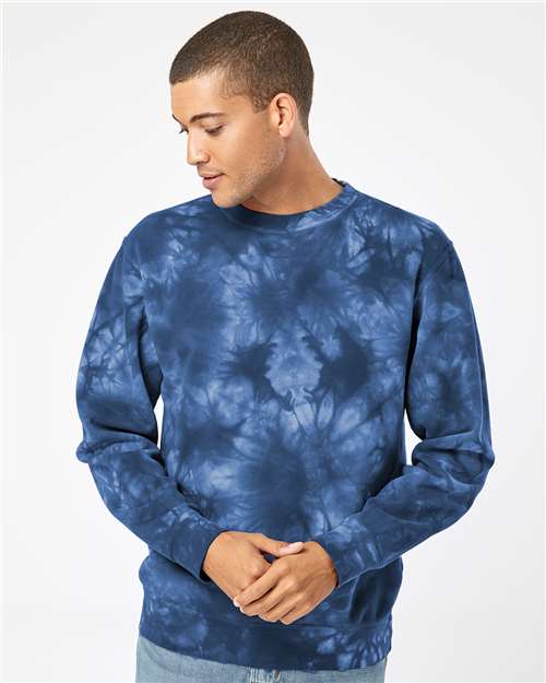 Independent Trading Co. Unisex Midweight Tie-Dyed Crewneck Sweatshirt PRM3500TD