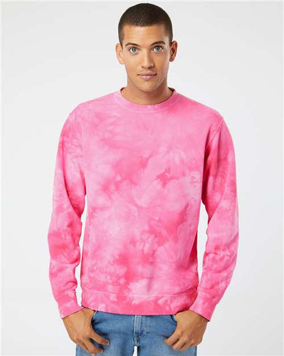 Independent Trading Co. Unisex Midweight Tie-Dyed Crewneck Sweatshirt PRM3500TD