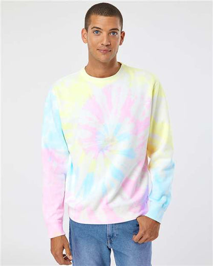 Independent Trading Co. Unisex Midweight Tie-Dyed Crewneck Sweatshirt PRM3500TD