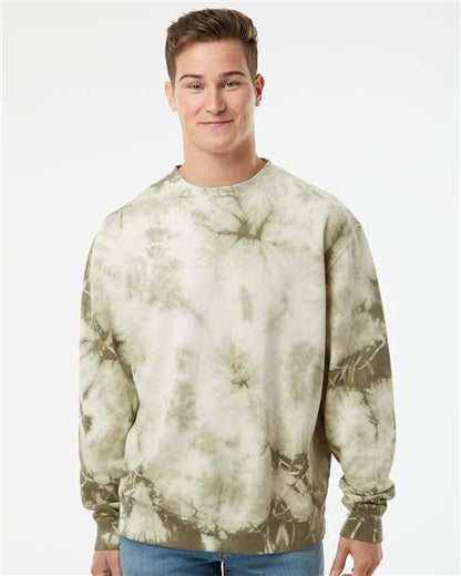Independent Trading Co. Unisex Midweight Tie-Dyed Crewneck Sweatshirt PRM3500TD