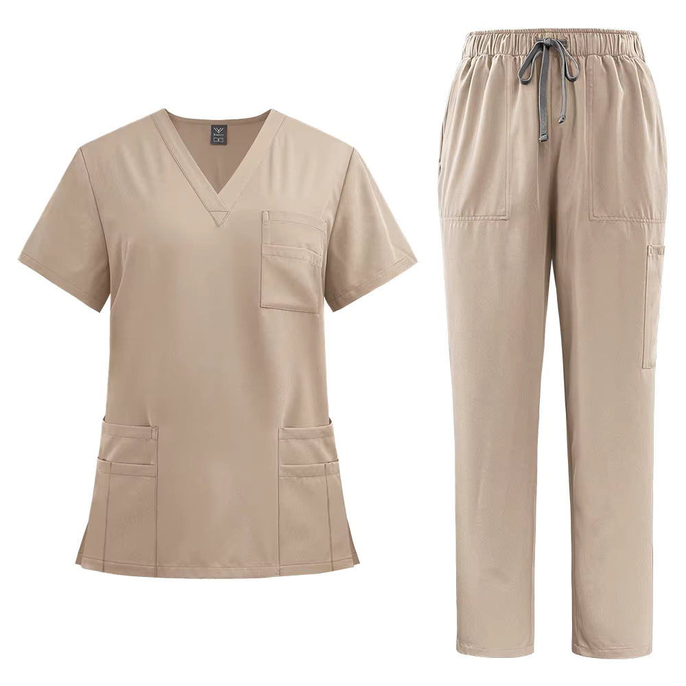 Törst - New V-Neck Split-Style Medical Scrubs Set with Straight-Leg Pants and Pockets