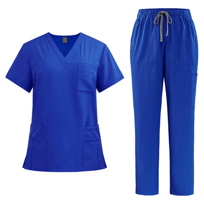 Törst - New V-Neck Split-Style Medical Scrubs Set with Straight-Leg Pants and Pockets