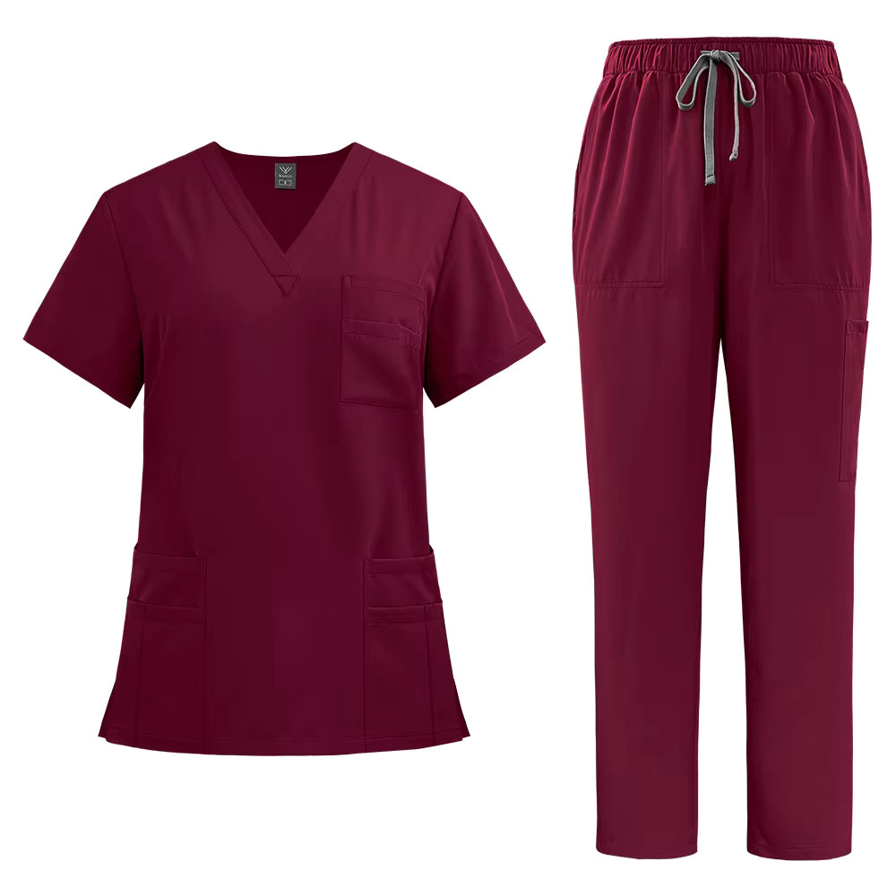 Törst - New V-Neck Split-Style Medical Scrubs Set with Straight-Leg Pants and Pockets