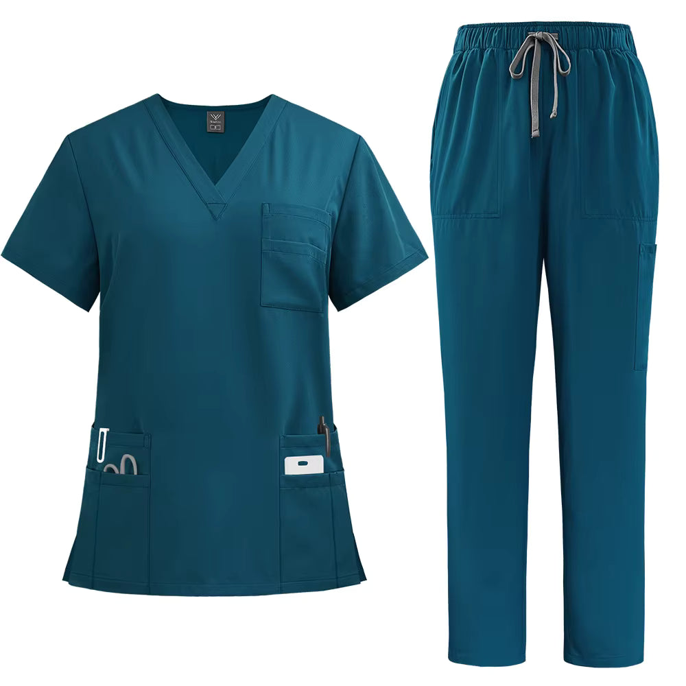 Törst - New V-Neck Split-Style Medical Scrubs Set with Straight-Leg Pants and Pockets