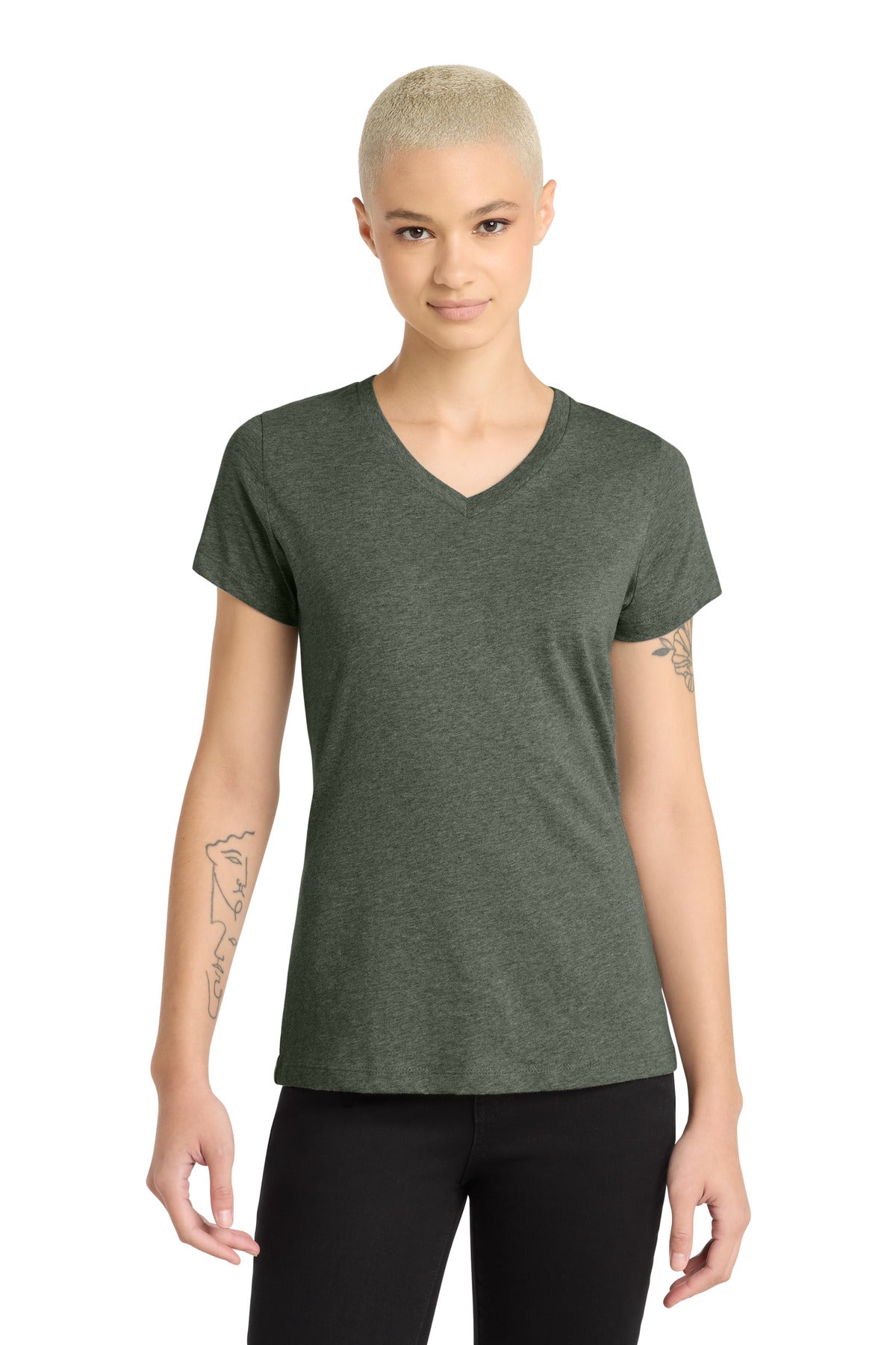 District ®  Women's Perfect Blend ®  CVC V-Neck Tee. DM1190L