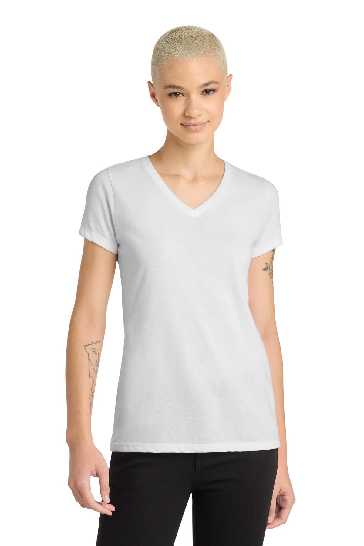 District ®  Women's Perfect Blend ®  CVC V-Neck Tee. DM1190L