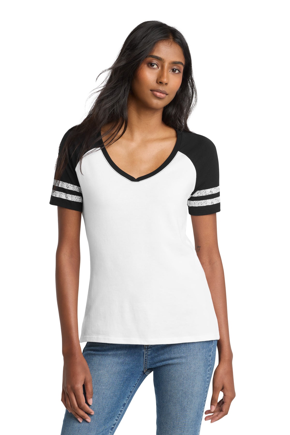 District  ®  Women's Game V-Neck Tee. DM476