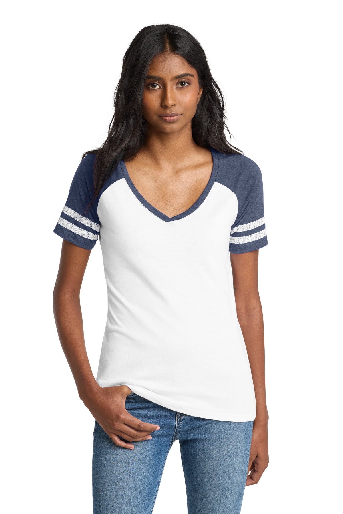 District  ®  Women's Game V-Neck Tee. DM476