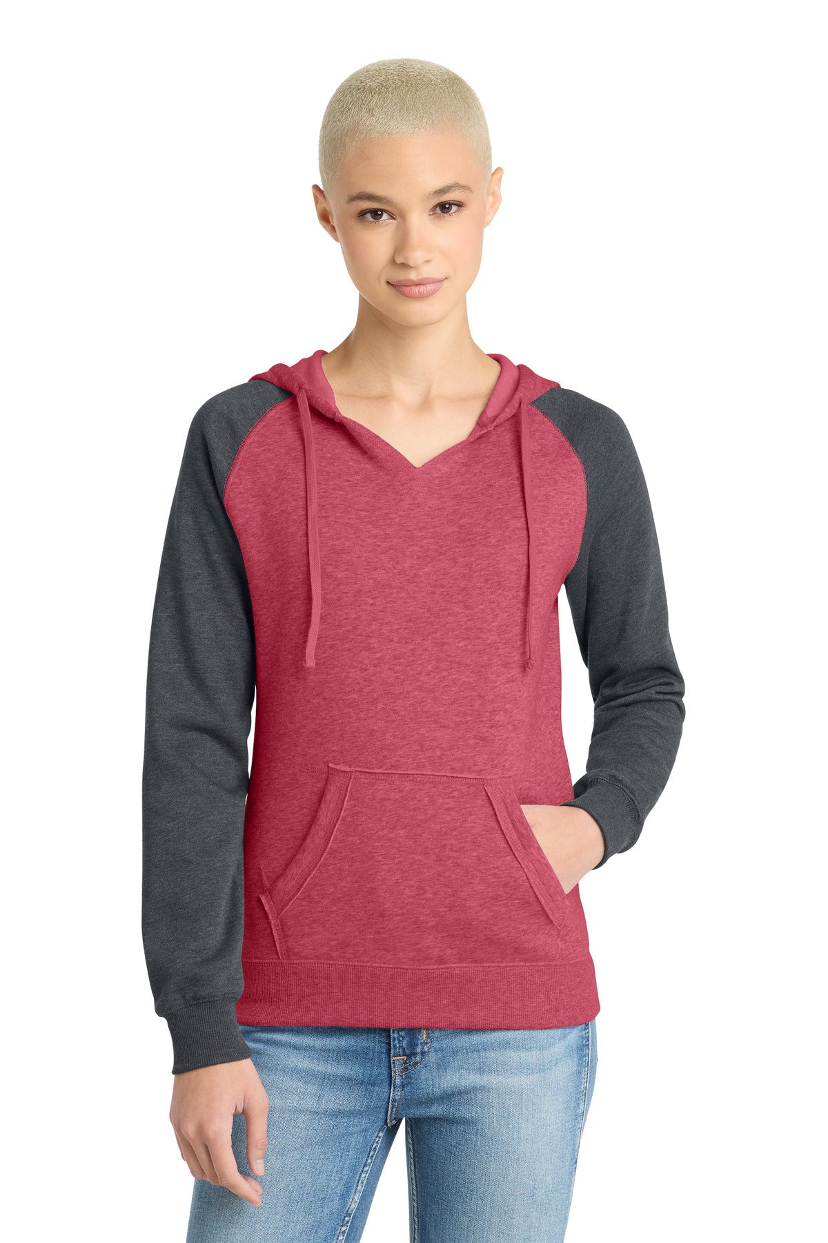 District ®  Women's Lightweight Fleece Raglan Hoodie.  DT296