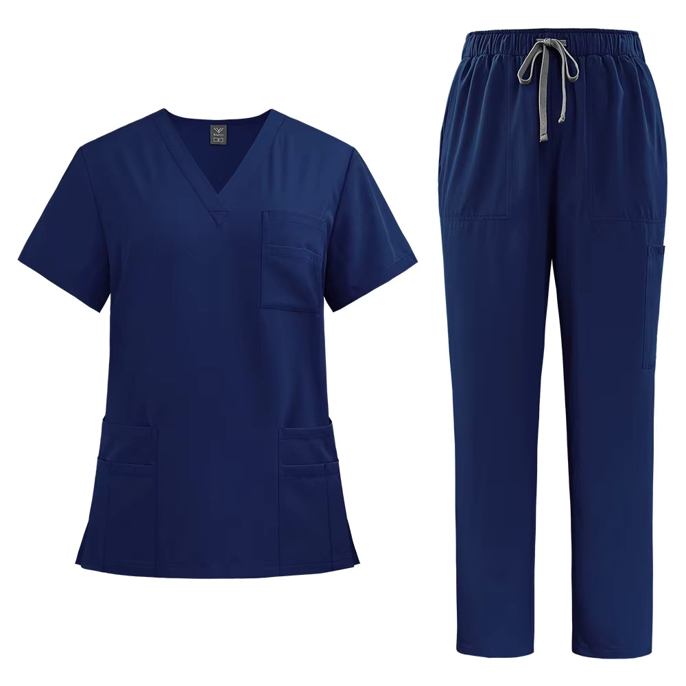 Törst - New V-Neck Split-Style Medical Scrubs Set with Straight-Leg Pants and Pockets