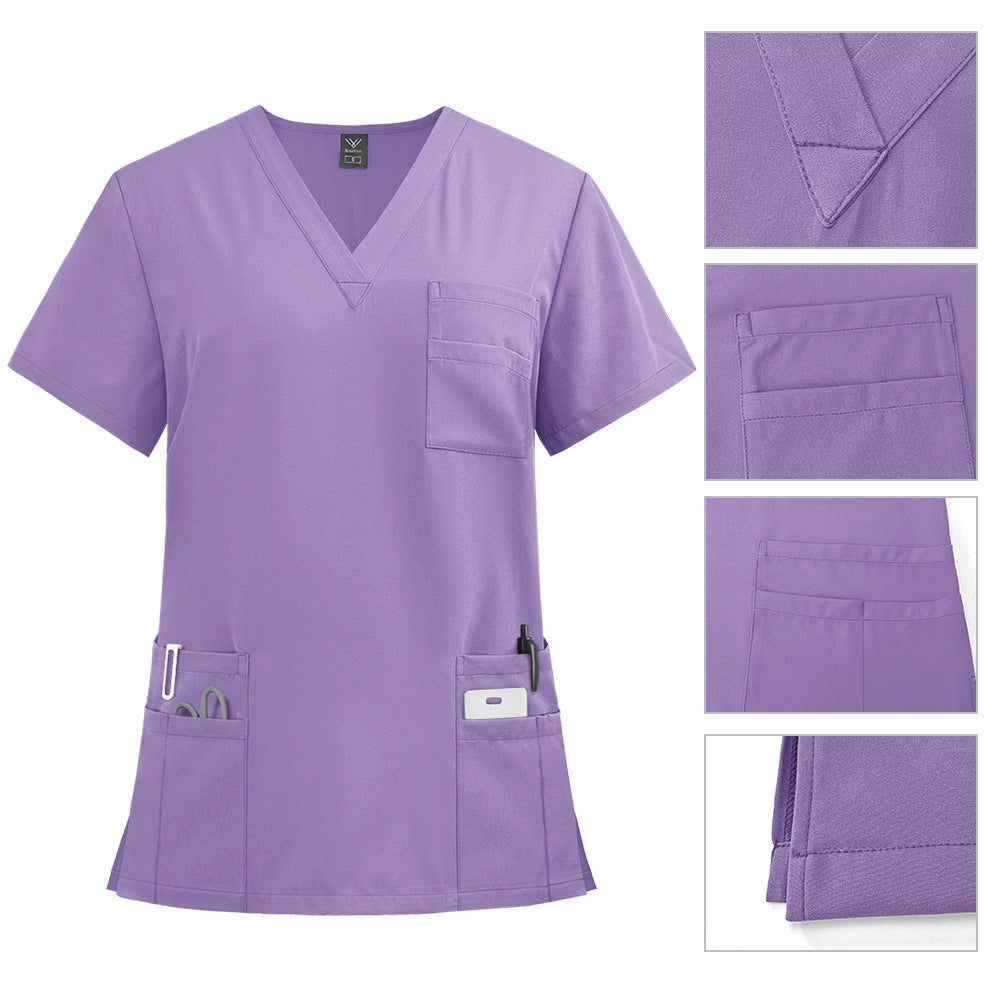 Törst - New V-Neck Split-Style Medical Scrubs Set with Straight-Leg Pants and Pockets