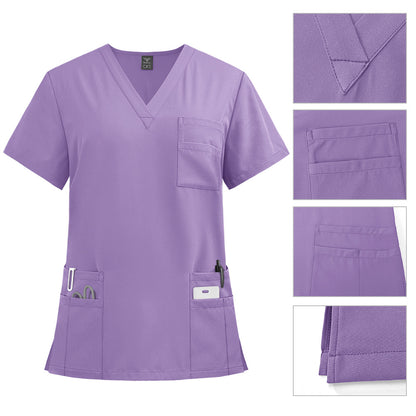 Törst - New V-Neck Split-Style Medical Scrubs Set with Straight-Leg Pants and Pockets