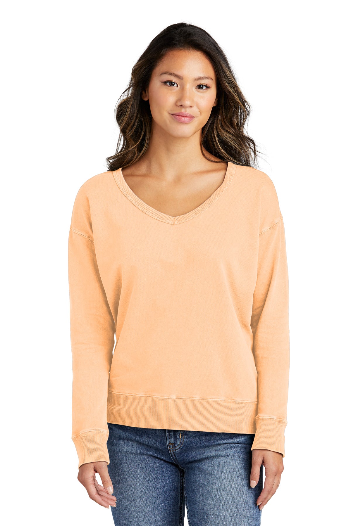 Port & Co ™  Women's Beach Wash ®  Garment-Dyed V-Neck Sweatshirt LPC098V