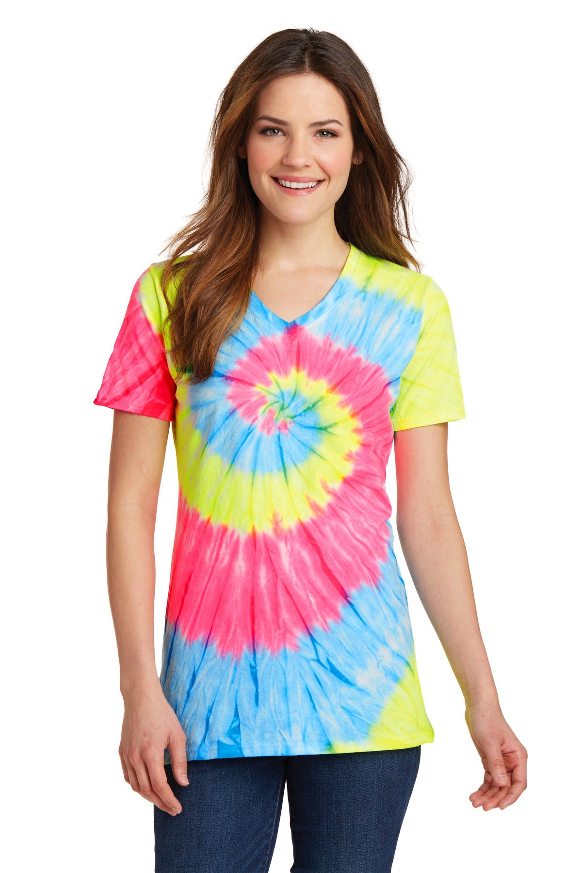 Port & Co ™  Women's Tie-Dye V-Neck Tee.  LPC147V