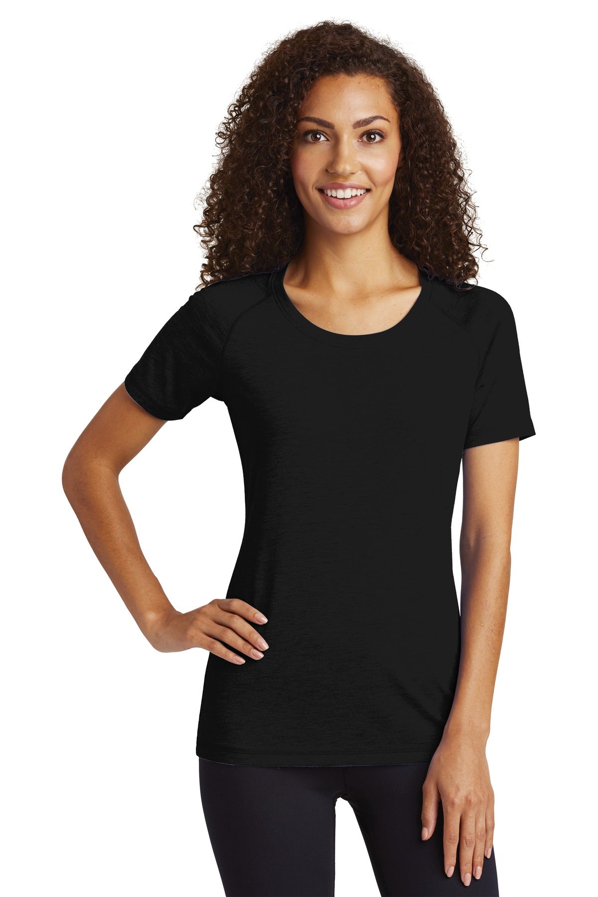 Sport-Tek  ®  Women's PosiCharge  ®  Tri-Blend Wicking Scoop Neck Raglan Tee. LST400