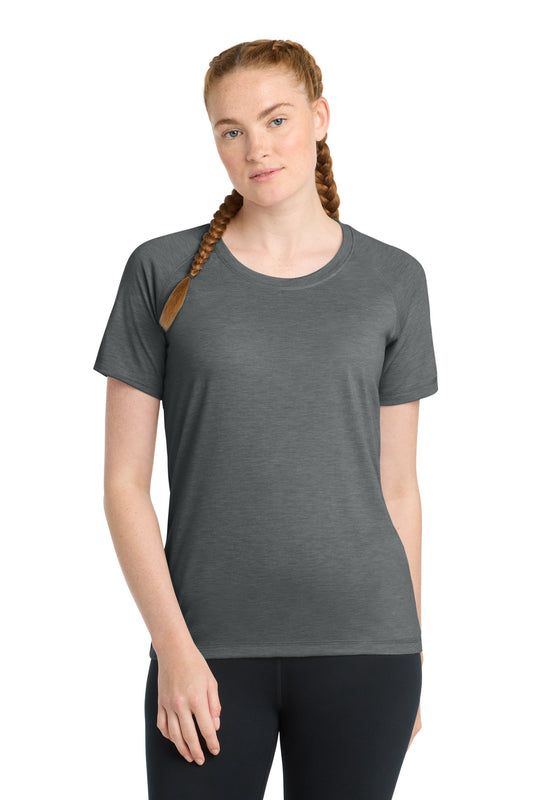 Sport-Tek  ®  Women's PosiCharge  ®  Tri-Blend Wicking Scoop Neck Raglan Tee. LST400