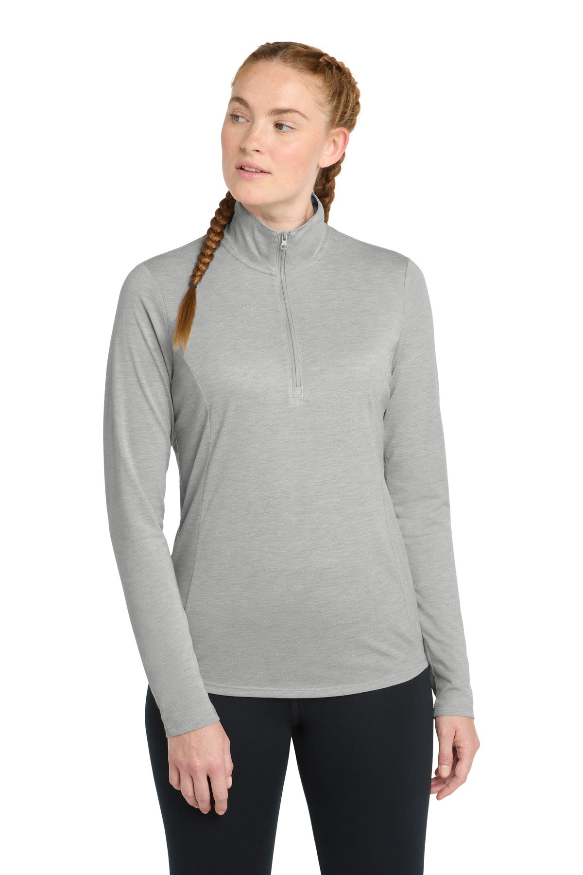 Sport-Tek  ®  Women's PosiCharge  ®  Tri-Blend Wicking 1/4-Zip Pullover. LST407